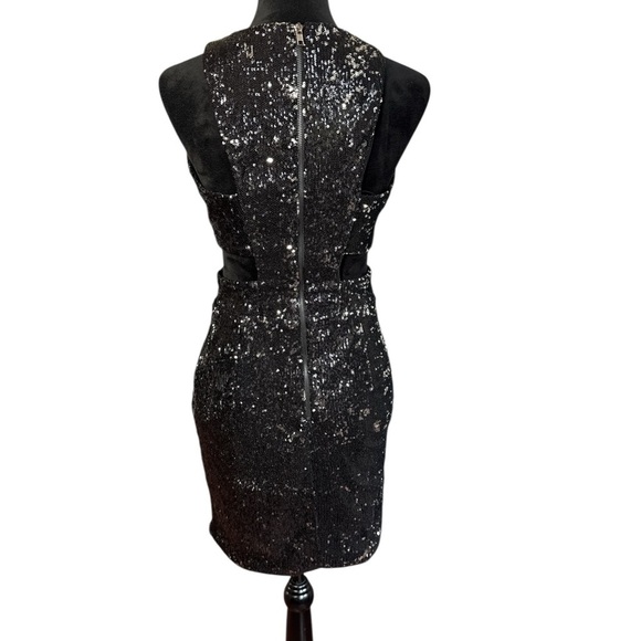 Lucy Paris Black Sequin Cut-Out Cocktail Party Dress Size M Sparkly Bodycon - Picture 4 of 10